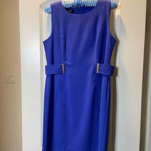 Dark Blue Slimming Sheath Dress; Seamed and Shaped; Fully Lined; 6 Petite; EUC
